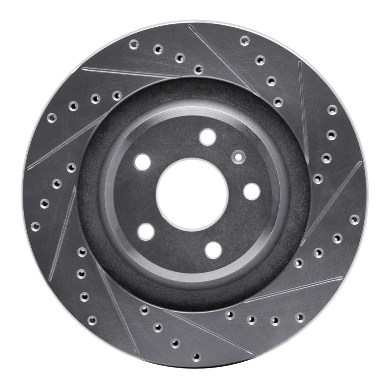 Audi A6 Quattro Brake Rotor (1) - Rear Right - R1 Concepts - Drilled & Slotted - Silver - `08-`25